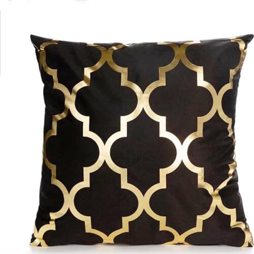 Black Gold Pillows Gometric Cushion Wrap Hot Stamping Throw Pillows For Chairs Seat Pillowcase Decor Home Livingroom Decoration