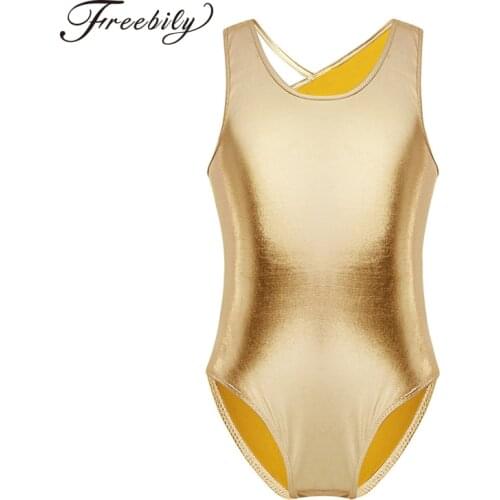 Kids Open Back with Straps Shiny Metallic Ballet Leotard Gymnastics Leotards for Girls Children Ballet Dance Practice Clothes