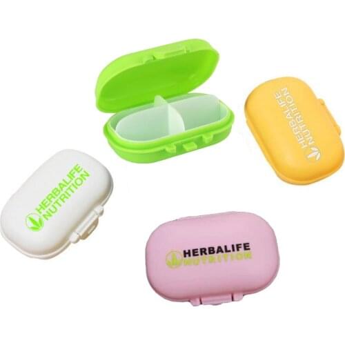 Herbalife Small Portable Pill Case Four Grid Compartment Travel Tablet Dispenser Organizer Box Splitters Organizer