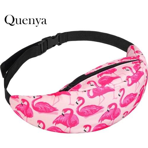 Quenya Newest 3D Printed Waist bags Pack Striped with Unicorn Flamingo Pattern Adjustable Band for Outdoors Fanny Packs Women