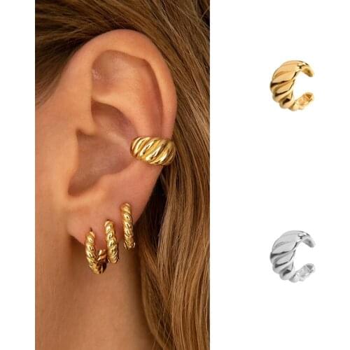 ISUEVA Exquisite 18K Gold Filled Punk Vintage Clip Ear Cuff Earrings For Women Fashion Jewelry Accessories Free Shipping