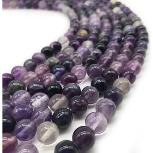1 Strand Natural Purple Fluorite Beads Round Spacer Jewelry Accessories Pendientes Sieraden Maken Diy Earring Findings Charms
