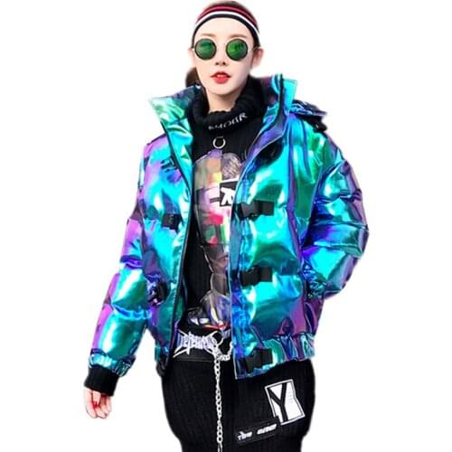 Female 2021 Winter New Thick Warm Hooded Parka Ladies Fashion Bright Surface Oversize Jacket Hip Hop Long Sleeve Outerwear Z343