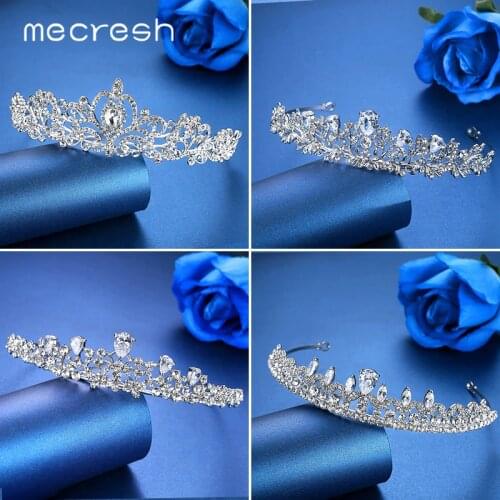 Mecresh Plant CZ Bridal Crown Tiara for Women Rhinestone Crystal Headband Wedding Hair Accessories Jewelry Hair Ornaments G126