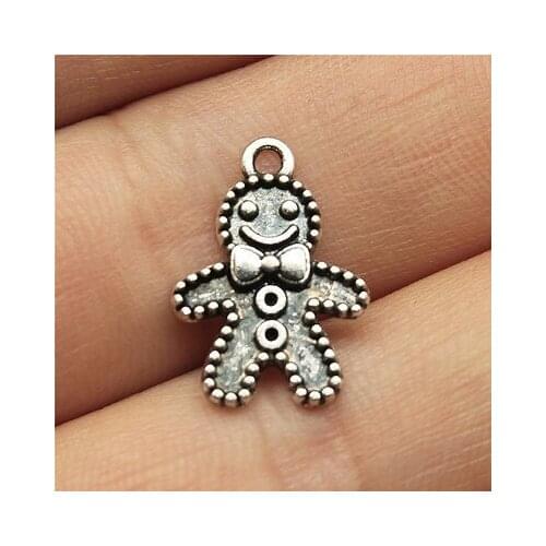 20PCS/lot 18*12mm Metal Charms Gingerbread Man Pendants Antique Silver Bronze Color Making DIY Handmade Tibetan Jewelry DIY