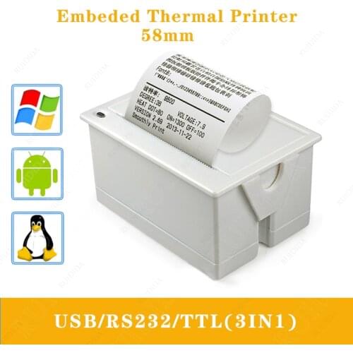 58mm Mini Thermal Embedded POS Receipt Printer ATM Ticket Parallel Panel Printer USB TTL RS232 Kiosk Printer Barcode Arduino