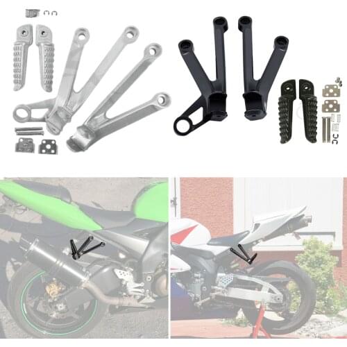 Motorcycle Rear Foot Pegs Footrest Brackets For Kawasaki ZX10R 2004-2005 ZX-10R 04 silver/black/matte black