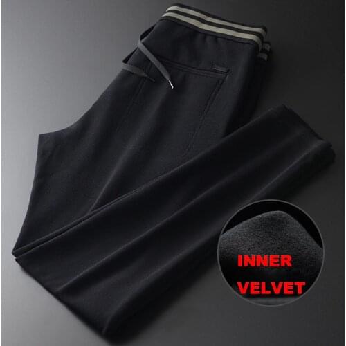 Luxury Contrast Color Rib Black Elastic Waist Mens Pants Autumn Fashion Casual Drawstring Mens Trousers