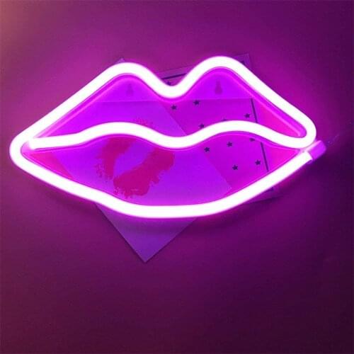 Lip Neon Signs LED Neon Light Wall Sign Art Decorative Lights Wall Decor for Children Baby Room Hose Bar Wedding Party Christmas