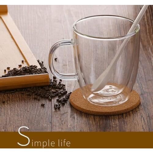 New Coffee Tea Cup Double Wall Glass Mug for Home Office Drinking Water with Handle Coffee Cups Coffeeware Kitchen,Dining Bar
