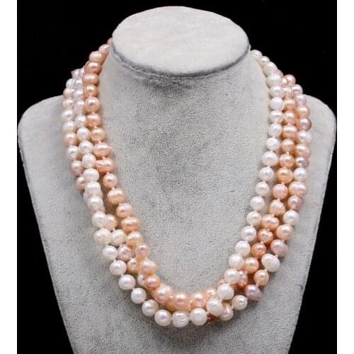 New product 7-8mm/8-9mm/9-10mm freshwater pearl necklace Simple fashion party jewelry personality gift chain length 45cm