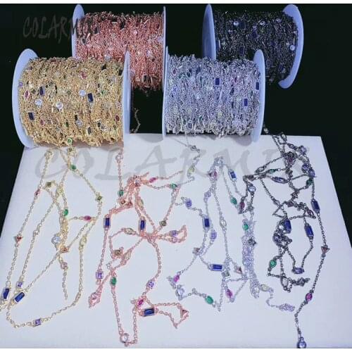 3 meters Multi shape zircon chain necklace accessories High quality crystal luxury necklace accessories for jewelry making 50761