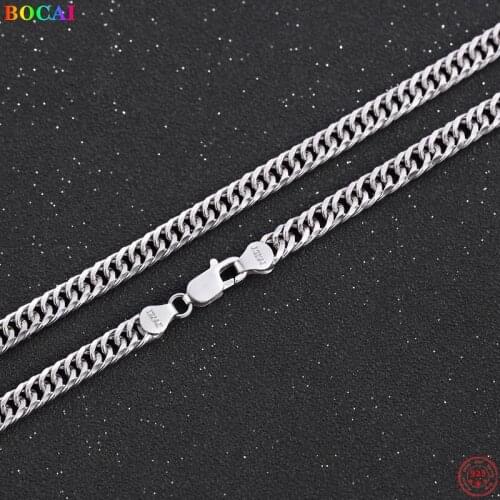 BOCAI S925 pure silver necklace domineering Thai silver fashion male side chain joker silver necklace 2020 new fashion jewelry