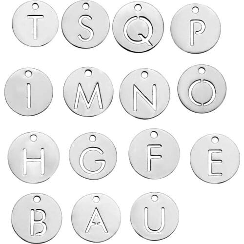Stainless Steel DIY Normal Polished Hollow English 26-letters Charms Floating Pendants for Bracelet Necklace Jewelry Making