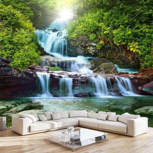 Custom Mural Wallpaper 3D Waterfall Nature Landscape Wall Painting Living Room TV Sofa Bedroom Study Home Decor Wall Papers 3 D