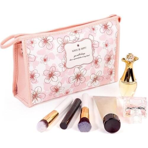 PU Portable Cosmetic Bag Cute Printing Large Capacity Travel Toiletries Storage Box Casual Shopping Debris Organize Zipper Pouch