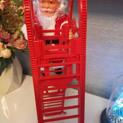 Christmas Electric Toy Santa Claus Climbing Ladder Battery Powered Plush Doll Xmas Decor For Your Home @ls