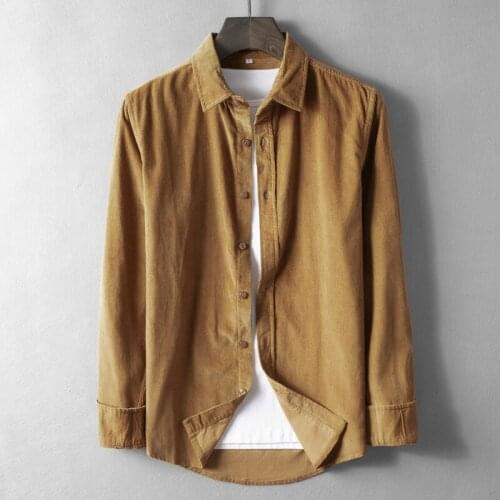 2019 Autumn and winter corduroy cotton shirts men brand autumn shirt for men long-sleeved casual shirts male tops chemise camisa
