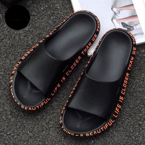 WEH Men Slippers Slides for men Home Non-slip Summer Indoor Bathing Couple Non-slip Flip Flops Chanclas Hombre Platform Shoes