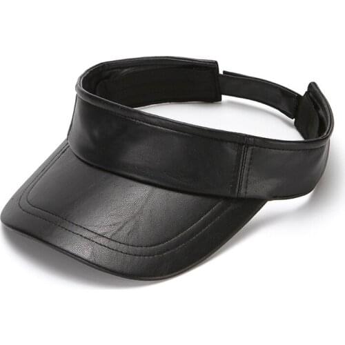 Summer Faux Leather Visors Men Women Summer Outdoor Sport Sun Baseball Cap Hat Golf Hiking Tennis Running Sun Hat