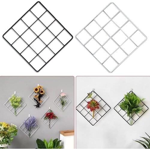 Nordic Minimalist Plant Grid Panel Metal Mesh Wall Hanging Frame Photo Display Storage Rack Wall Decor Organizer Photo Frame