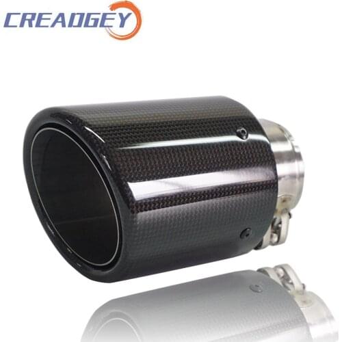 Car Styling Carbon Fibre Glossy Tail Pipe Rolling Edge Muffler Pipes Universal Stainless Mufflers End Tips Rear Exhaust System