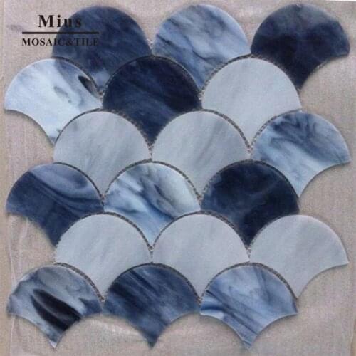 Faned shape Tiffany glass tile mosaic pattern