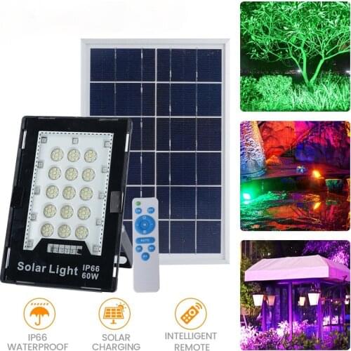 Solar LED flood light white light with RGB color-changing light 60W/100W/200W outdoor new style flood light with ambient light