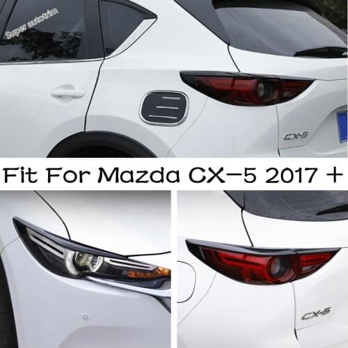 Carbon Fiber Accessories For Mazda CX-5 2017 - 2021 Headlight & Rear Tail Lamp Eyelid Eyebrow / Gas Tank Cap Cover Trim