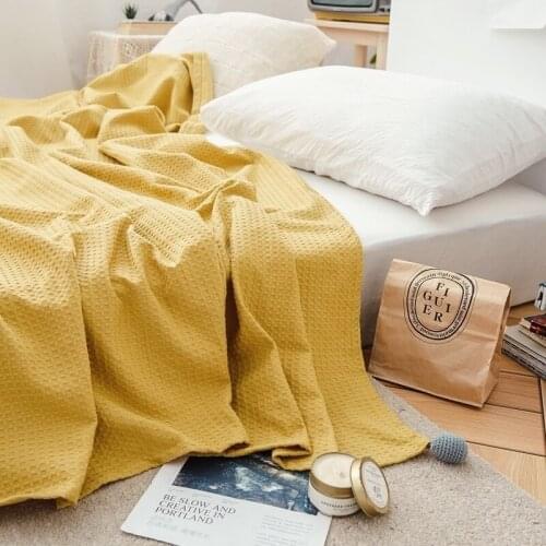 Waffle Super Soft Throw Blanket For Bed Sofa Nordic Style Single Layer Nap Blanket With Knitted Ball Summer Adult Kid Bedspread