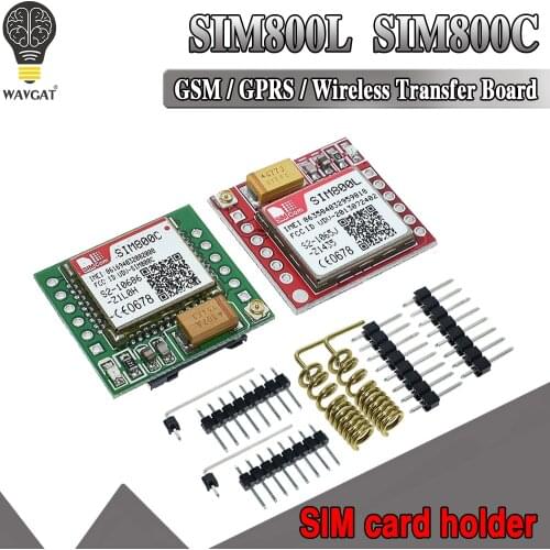 WAVGAT Smallest SIM800L SIM800C GPRS GSM Module MicroSIM Card Core BOard Quad-band TTL Serial Port