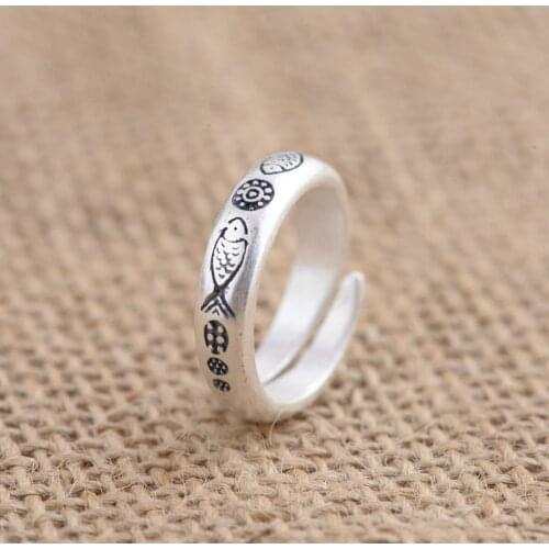 Emperor Gold Jewelry Line S990 Sterling Silver Ring Thai Silver Antique Style Female Elegant Ring Opening New Products