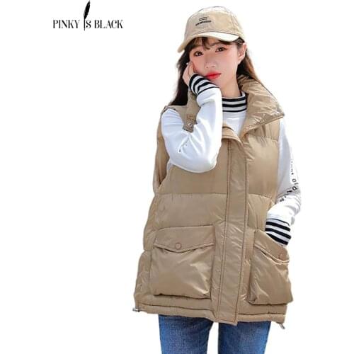 PinkyIsBlack Fashion 2021 New Autumn Winter Short Cotton Vest Women Jacket Glossy Sleeveless Coat Warm Ladies Winter Waistcoat