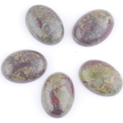 10Pcs 18x25mm Natural Dragon Blood Stone No Drilled Hole Oval Cabochon CAB Bead For DIY Handcrafted Jewelry Making TU3413