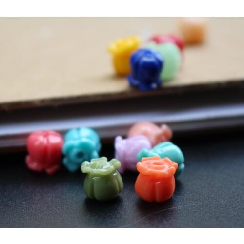 10Pcs 8mm Lovely Lily of the Valley Flower Beads 3D Artificial coral beads Multi-color Loose Beads for Jewelry making DIY 2020