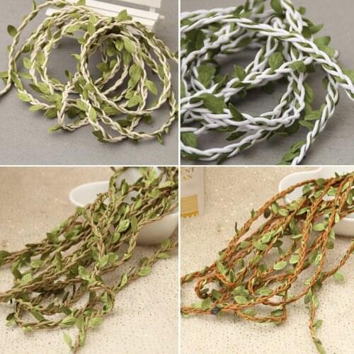 2M Brown Natural Twine String with Leaf DIY Garland accessories Supplies Burlap Wedding Decoration