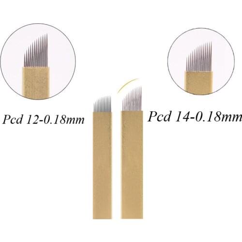 200pcs Permanent Micro Needling Hard PCD 12/14/12u/14U/18U Pins Lâminas Hard 0,18mm Fina Agulha Tebori Micro