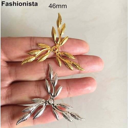 50 pcs/5 pcs Metal Flower Bead Caps For Jewel Craft DIY,46mm Gold Silver-color 3-Leaf Flower,Filigree Handmade accessories -F