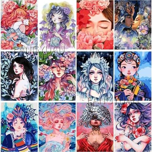 5D Diy Diamond Painting Anime Cartoon Girl Portrait Full Square Round Diamond Embroidery Mosaic Art Kit Home Decoration Gift