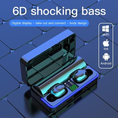 W12 TWS Wireless Bluetooth Headset In-ear Earphone With Digital Display 2600 MAh Power Bank IPX6 Waterproof Sports Headphone