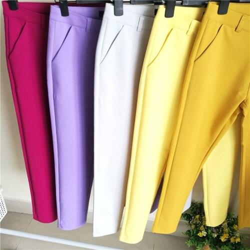 Casual Stretch cotton slim waist straight pants female 2020 plus size 4XL Formal Office Work trouser Elegant Pencil pant women
