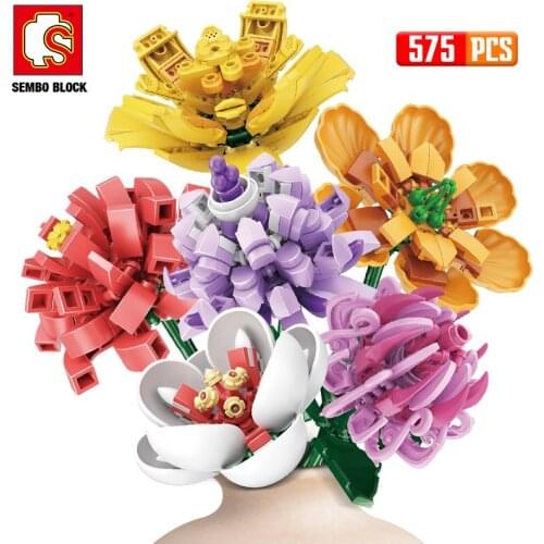 Creator Bouquet Colorful Flowers Building Blocks Home Decoration Garden Plant City Friends Bricks DIY Toys for Girls Kids Gifts