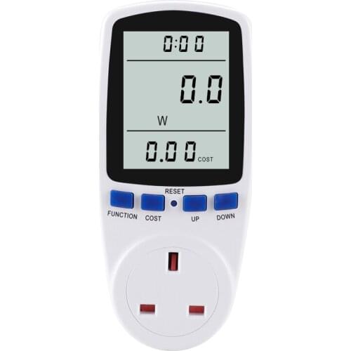 Digital Power Meter Energy Monitor Socket Time Watt Cost Display Wattage Voltage Current Amps Frequency Meter Overload Analyzer