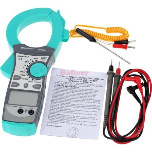 Digital LCD Dual-display Clamp Meter Multimeter DC/AC Voltage 3000A Current Resistance Capacitance Diode Continuity Tester