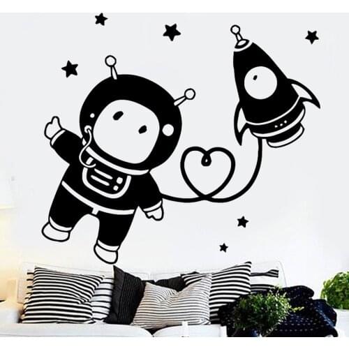 Kid Astronaut Wall Stickers decor Wallpaper Vinyl Removable Room Decoration For Boys Bedroom Decals Mural Poster Decor HY1641