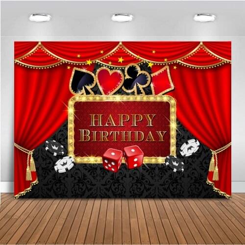 Casino Birthday Party Backdrop Poker Las Vegas Theme Party Background Casino Night Photography Background for photo booth studio