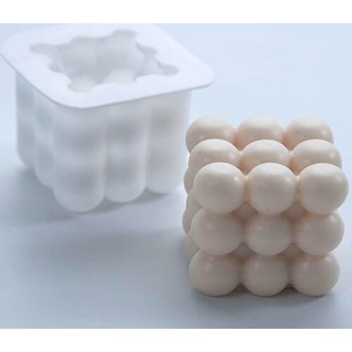 Plaster Mould 3D Cube Baking Mousse Cake Mold Silicone Square Bubble Chocolate Molds Candle Bakeware Cake Making Tools Kitchen