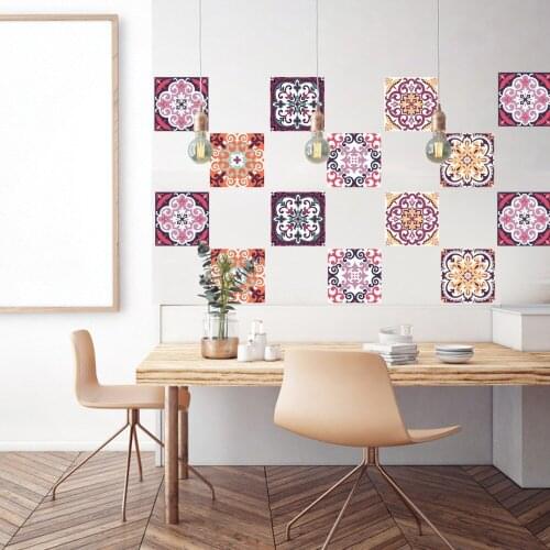 Italian Style Home Decoration Simulation Tile Stickers Kitchen Living Room Bathroom Waterproof Gloss PVC Wall Stickers