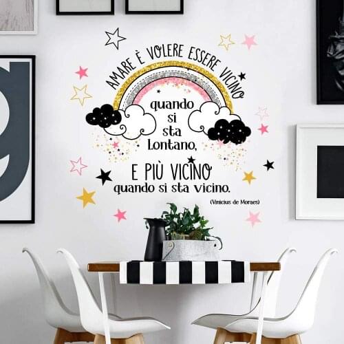 Kina UV01510 aphorisms wall decoration transparent PVC wall stickers stars rainbow clouds