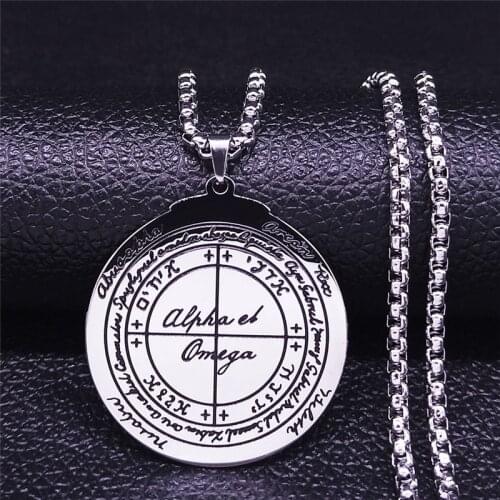Good Luck Key of Solomon Pagan Stainless Steel Necklace Jewelry Making Pentagram Wicca Charms Amulet Talisma bijoux NX33S03